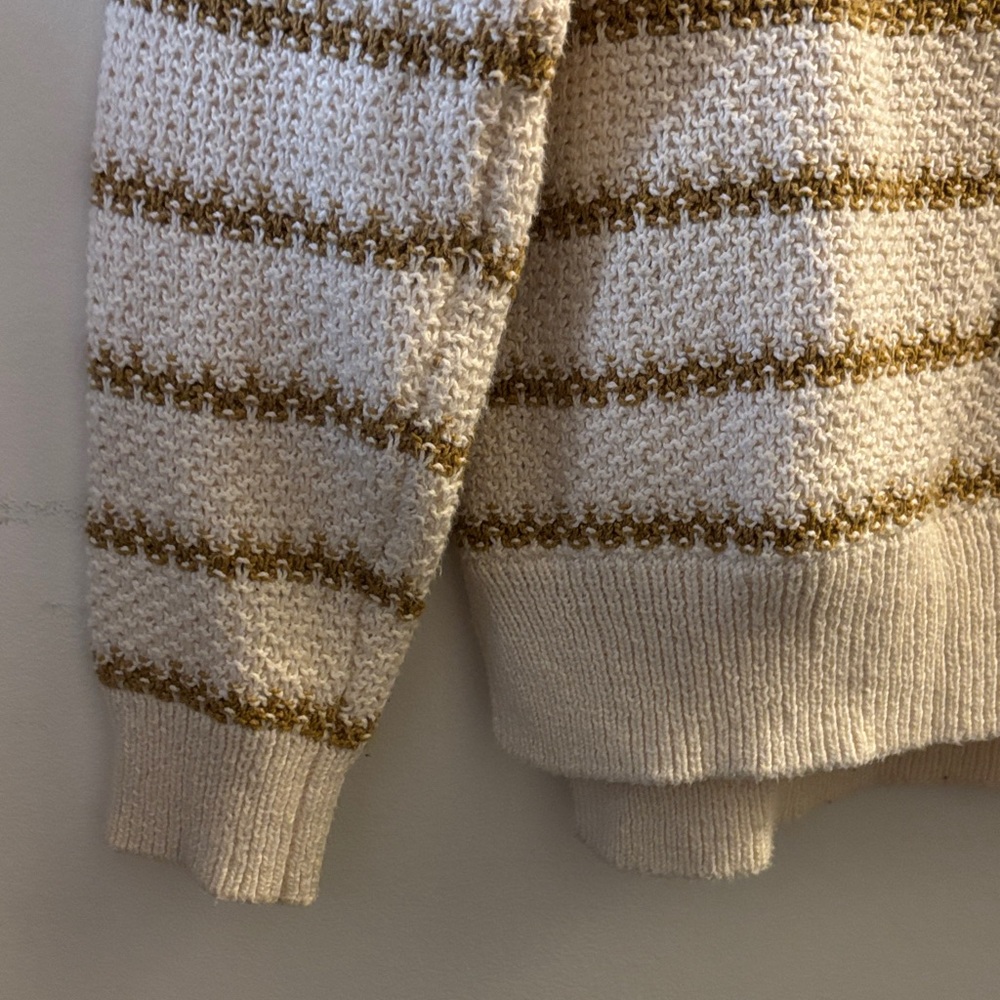 Madewell Cream and Brown Striped Turtleneck Sweater - Picture 3 of 4